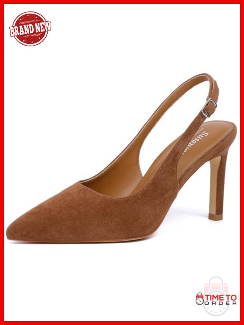 Suede Slingback Kitten Heel Pointed Toe Stiletto Pumps